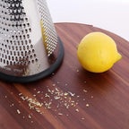 Cone Cheese Grater with Handle - Stainless Steel Triple Function Wood Handle Parmesan Shaver Non-Slip Rubber Bottom Hand Held Multifunction Vegetables Cheese Grater with container (M: 9.4" X 4.3")