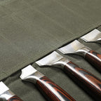 Heavy Duty Waxed Canvas Knife Roll Bag, Portable Chef Knife bag, Durable (Army Green)