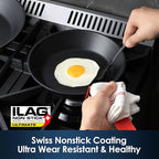 SENSARTE Nonstick Frying Pan Set 3-Piece, Oven Safe Skillets with Swiss Coating, Induction Compatible Chef Pan Set, Dishwasher Safe Cooking Pans, PFOA PFOS Free, 8, 10 and 12 Inch