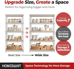 HOMEDANT White 5 Tier Laminated Boltless Heavy Duty Garage Storage Adjustable Wide Size Metal Shelving Unit Utility Rack Shelves Organization Shelf Shed Warehouse 47.7" W x 24.1" D x 71.3" H 2Pack
