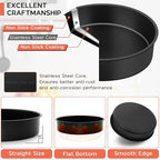 Onader 8 Inch Cake Pan, Stainless Steel Round Smash Cake Bake Pans Set of 3, Nonstick & Non Toxic Birthday Wedding Baking Tins