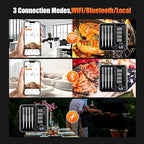 4-Probe WiFi Wireless Meat Thermometer with 360°Readable LCD Standalone Base, WiFi and Bluetooth 5.3 Unlimited Range, IPX8 Waterproof Food Kitchen Thermoemter for BBQ, Grill, Smoker, Oven, Rotisserie