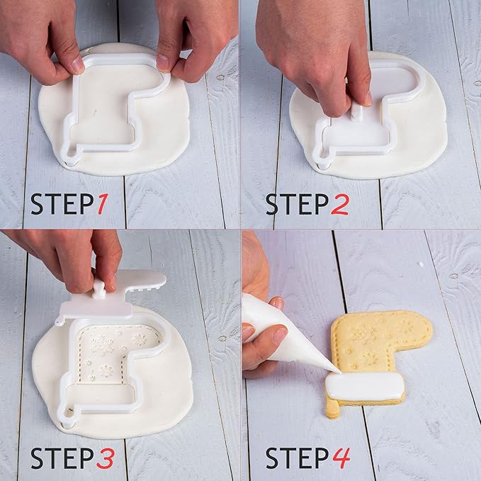 Flycalf Christmas Cookie Cutter Gingerbread Man Biscuit Cutter Baking Molds with Plunger Stamps Holiday PLA Accessories Gifts Decorative Party 3" Kitchen Cake Supplies