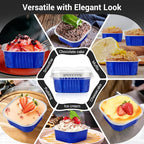 EUSOAR Creme Brulee Ramekins Disposable, 50pcs 10oz Cupcake Liners Foil Baking Cups with Lids, Aluminum Muffin Cups Square Dessert Wrappers Mini Cake Loaf Bread Pans for Wedding Birthday Party