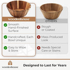 Woodenhouse Wooden Salad Bowl, Salad Bowl, Wooden Bowl - 12" Round Design Fruit Bowl, Handmade, Durable and Stylish Natural Wood Dining Accessory