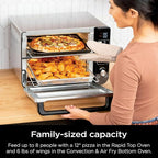 Ninja 10-in-1 Multi-Cooker Double Oven with FlexDoor, FlavorSeal & Smart Finish – Rapid Top Convection, Air Fry Bottom, Bake, Toast, Pizza & More – Stainless Steel, DCT400