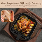 SEEDEEM Max XL Air Fryer 8QT, 10-in-1 Digital Air Fryer Oven with Color Touchscreen & Viewing Window, Toaster Oven Combo for Broil, Roast, Dehydrate, Bake – Black