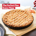 Tart Pan 9 Inch Removable Bottom- Carbon Steel Quiche Pan, Rust & Temperature Resistant Quiche Baking dish 550-600 °F- Non-Stick, Sturdy & Dishwasher Safe- Perfect for Baking Tarts