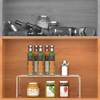 iPEGTOP Kitchen Cabinet Storage Shelf Rack, Set of 2 Large (15.7 x 9.4 Inch) Rustproof Metal Wire Shelves Spice Shelf Rack Cupboard Organizer for Pantries Countertops Utensils Organization, Chrome