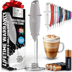 Zulay Kitchen Patented Tornado Triple Whisk Milk Frother with 4 Duracell Batteries – Handheld Foam Maker for Coffee, Lattes, Matcha & Hot Chocolate – Rich, Creamy Froth in Seconds