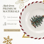 Spode Christmas Tree Canape Plates - Set of 4 | Peppermint Design, Holiday Appetizer Plate | Christmas Serving & Festive Dish | Seasonal Decorative Plate, Holiday Tableware