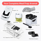Fullstar All-in-1 Vegetable Chopper and Mandoline Slicer for Kitchen - Cheese Grater, French Fry Cutter, Cheese Slicer - Bonus Handheld Spiralizer Included (6 in 1, Stainless Steel)