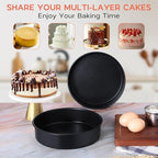 Onader 8 Inch Cake Pan, Stainless Steel Round Smash Cake Bake Pans Set of 3, Nonstick & Non Toxic Birthday Wedding Baking Tins