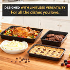 Saker nonstick baking sheet pan set,Multi-Use Non-Stick Baking Pan Set, Stackable Carbon Steel Cookie Sheets for Even Baking, Roasting & Meal Prep, Oven Safe & Easy Clean (black)