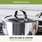 GreenPan Valencia Pro Stainless Steel 10 Piece Cookware Pots and Pans Set, Induction Suitable Mirrored Tri-Ply, Ceramic Nonstick PFAS-Free Coating, Multi Clad, Dishwasher Oven & Broiler Safe