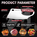 ROCOCO Meat Cleaver Knife Unique Effort Saving Professional Stainless Steel Kitchen Chef Cooking Knives for Cutting Meat Vegetable Thanksgiving Christmas Gift Red Full Tang 7.48"