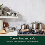 Cuisinart 12-Piece Cookware Set, MultiClad Pro Triple Ply Stainless Steel Cookware Set, Heat Surround Technology, Cool Grip Stick Handles, Oven Safe Up to 500°F, MCPS-12N, Silver