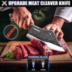 MDHAND Butcher Knife Set, 4PCS Hand Forged Butcher Chef Knife Set with Gift Box, Meat Cutting Knife for Kitchen, Bone Chopper Knives & Viking Knives for Home & Camping & Outdoor, BBQ Gift for Men