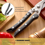 KUNIFU Poultry Shears, All Purpose Heavy Duty Kitchen Scissors For Food Turkey Meat Chicken Herbs, Cooking Scissors Utensils, Kitchen Gadgets Black