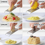 Zulay Kitchen Professional Cheese Grater Stainless Steel - Durable Rust-Proof Metal Lemon Zester Grater With Handle - Flat Handheld Shredder for Parmesan, Chocolate, Spices, And More - White
