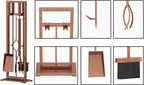 Fire Beauty 5 Pieces Fireplace Tools Set Wrought Iron Fire Place Pit Poker Holder(Antique Bronze)