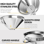 Anaeat Stainless Steel Kitchen Funnel, Multi-Use Premium Metal Food Grade Cooking Funnels with 2 Removable Strainer Filter for Transferring Liquid or Dry ingredients, Oils & 1 Pc Cleaning Brush (4.1")