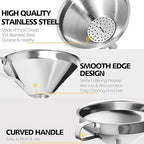 Anaeat Stainless Steel Kitchen Funnel, Multi-Use Premium Metal Food Grade Cooking Funnels with 2 Removable Strainer Filter for Transferring Liquid or Dry ingredients, Oils & 1 Pc Cleaning Brush (5.7")