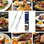 Kitchen Tweezers Tongs, Cooking Tweezers Stainless Steel - 12-inch Ideal for Grilling Meat, BBQ, Pasta, Plating, and Pinching Delicate Small Pieces of Food, Set of 2