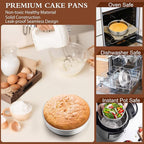 P&P CHEF Cake Pan Set of 4, Stainless Steel Baking Round Cake Pans Tins Bakeware for Birthday Wedding, Leak-proof & Easy Clean, Mirror Finish & Easy Releasing, 6 Inch