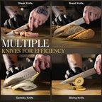 Knife Set, Astercook 17-Pieces Forged Kitchen Knife Set with Block – Full-Tang Stainless Steel Knives, Forged Triple Rivet, Luxury Walnut Handles, Gift-Ready Collection