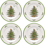 Spode Christmas Tree 12-Piece Melamine Dinnerware Set - Seasonal Dinnerware for Holiday Gatherings, Service for 4, Dishwasher Safe with Festive Christmas Tree Motif, Shatterproof & Durable Dishes