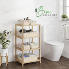 Baskets For Organizing Set Of 9 Cream - Storage Baskets For Shelves - Perfect Closet Organizer Bins, Bathroom Basket, and Pantry Basket - Small Storage Bins For Shelves - Bin For Organization