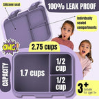 BEARFOOT Kids Lunch Box with Compartments – Compact & Lightweight | Leak-Proof, BPA-Free, Dishwasher & Microwave Safe | Hand-Drawn Design for Preschool, School, Travel (Llama Purple, 2.75 Cups)