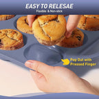 2 Packs 6 Cups Silicone Muffin Pan with Metal Reinforced Frame Jumbo Size Cupcake Pan Tray Egg Bites Silicone Circle Cookie Molds Extra Large Muffin Tin Tart Pans for Breakfast Sandwiches