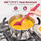 U-Taste Extra-Long 600ºF Heat Resistant Spatula Spoon: 14" Silicone Spoonula Cooking Utensils for Kitchen Use, Non-Stick Scoop Scraper with Soft Edge & Firm Core for Baking, Mixing, Serving (Red)