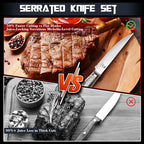 DRAGON RIOT Steak Knives Set of 4 Serrated Edge Steak Knife Set Japanese Stainless Steel Dinner Knife Diswasher Safe Steak Knives with Box