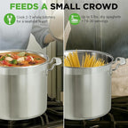 NutriChef 16-Quart Stainless Steel Stockpot - 18/8 Food Grade Heavy Duty Large Stock Pot for Stew, Simmering, Soup, Includes Lid, Dishwasher Safe, Works w/Induction, Ceramic & Halogen Cooktops
