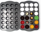 Non-Stick Mini Cupcake Pan, 1.97" 24-Cup Set of 2 Baking Pans, Heavy Duty Carbon Steel Tin for Mini Muffins & Cupcakes