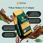 TheOne Kafé Guatemala Medium Roast Ground Coffee – Organic, Single Origin, Premium Specialty Coffee, Ethically Sourced, Smooth & Rich Flavor – Fresh Roasted for Espresso, Drip, Pour Over – 12 oz