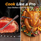Smart Wireless Meat Thermometer,Digital Cooking Thermometer with Dual High-Accuracy Sensors, Ceramic Heat-Resistant Probe, Instant Read LCD & App Control for Kitchen,BBQ,Oven,Grill,Air Fryer,Red