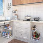 Under Sink Cabinet Organizer, 2-Tier Pull Out Storage Shelves, Adjustable Bathroom Kitchen Drawer (White, 2-Pack)