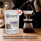 Blackout Coffee Blueberry Crumble Flavored Ground Coffee – Medium Roast, Smooth Taste, Guilt-Free Indulgence – Freshly Roasted 12oz Bag, American Made