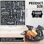Outus 1400 Pcs 12 x 12 Inch Deli Wax Paper Sheets Grease Resistant Tray Basket Liners Newsprint Paper Water and Grease Proof Sandwich Wrapping Square Hot Dog Wrapper for Food Baking (Black)