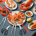 20 Pcs Crab Crackers and Tools, Crab Crackers, Lobster Sheller, Fork, Scissors & Storage Bag, Crab & Lobster Eating Utensils for Seafood Lovers
