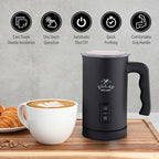 Zulay 4-in-1 Milk Frother & Steamer – Hot & Cold Foam Maker, Milk Warmer & Chocolate Stir – Automatic Temp Control, Nonstick Double-Wall Stainless Steel Jug, Auto Shut Off, 360° Base – Aero Black