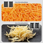 Electric Cheese Grater, 300W DC Motor Rotary Cheese Grater with 5 Different Shapes of Blades, Vegetable Cutter for Potato, Nuts, Kitchen Chopper with Non-slip Suction Base, Red