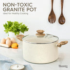 MICHELANGELO Stock Pot - 6 Qt Soup Pot with Lid, Non Stick Pots with Granite Coating, Non Toxic Cooking Pots for All Stovetops, with Stay Cool Handles