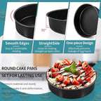 P&P CHEF 6/8/ 9.5 Inch Cake Pan Set of 3, Non-Stick Round Cake Pans Tins for Tier Smash Cakes, Baking Pans Set & Essential Bakeware, Stainless Steel Core & Leak-Proof