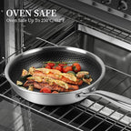 Innerwell Tri-Ply Stainless Steel Frying Pan Set with Lid,8 Inch,9.5 Inch and 11 Inch Nonstick Honeycomb Stainless Steel Cooking Skillet Set of 3 for Induction Gas Stovetops