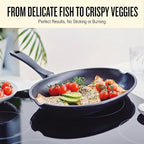 Alva Energy Nonstick Ceramic Fish Pan 13.7" - Lightweight, Easy to Clean and Made without PFAS, PFOA & PTFE - Induction and All Stovetop Compatible with Even Heat Distribution